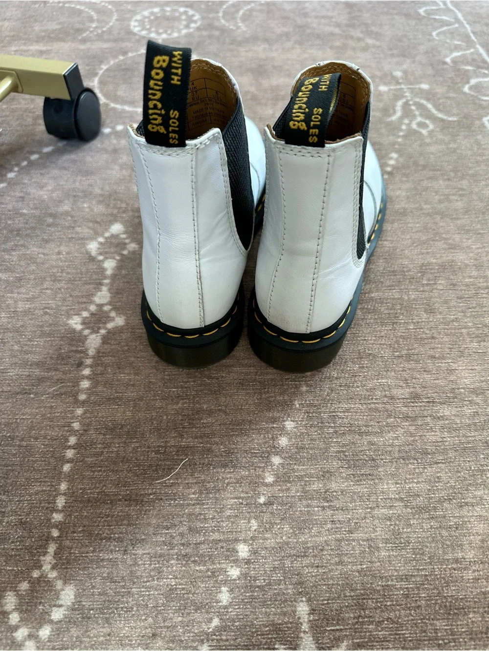 Dr. Martens White Leather Chukka Boots with Black Elastic Panels